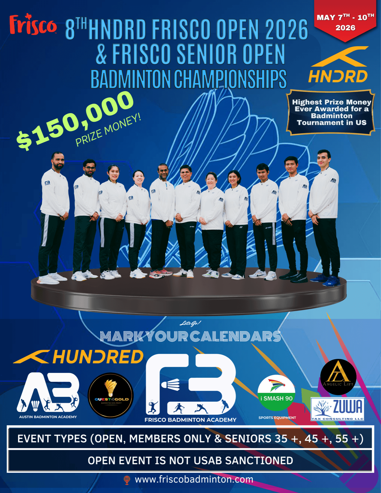 8th HNDRD Frisco Open 2026 & Frisco Senior Open Badminton Championships