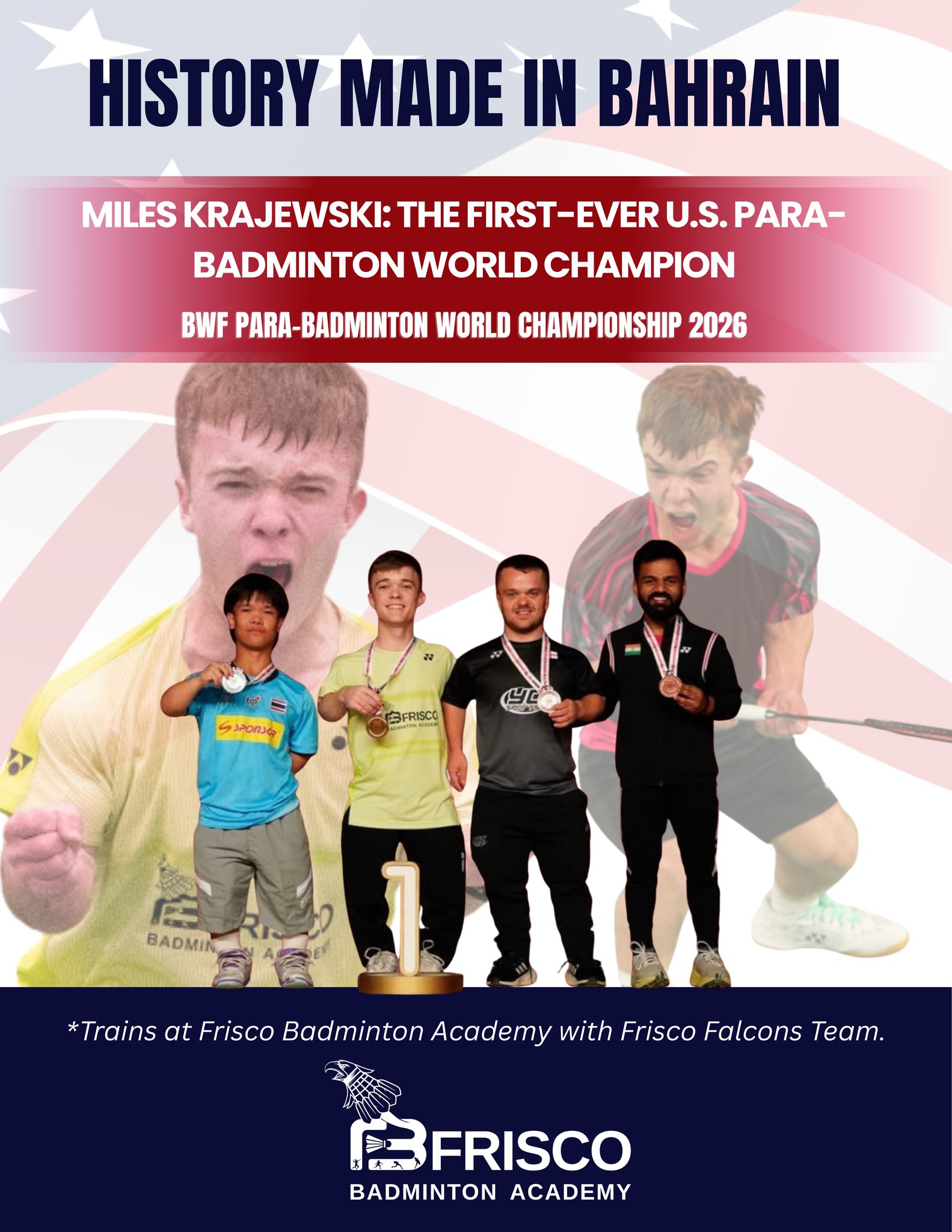 𝗠𝗼𝗻𝘂𝗺𝗲𝗻𝘁𝗮𝗹 𝗪𝗶𝗻 𝗳𝗼𝗿 𝗠𝗶𝗹𝗲𝘀 𝗞𝗿𝗮𝗷𝗲𝘄𝘀𝗸𝗶! First-ever U.S. Para-Badminton World Champion