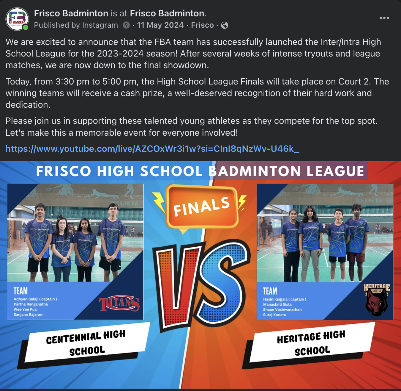 The 2024-25 North Texas High School Badminton League Finals